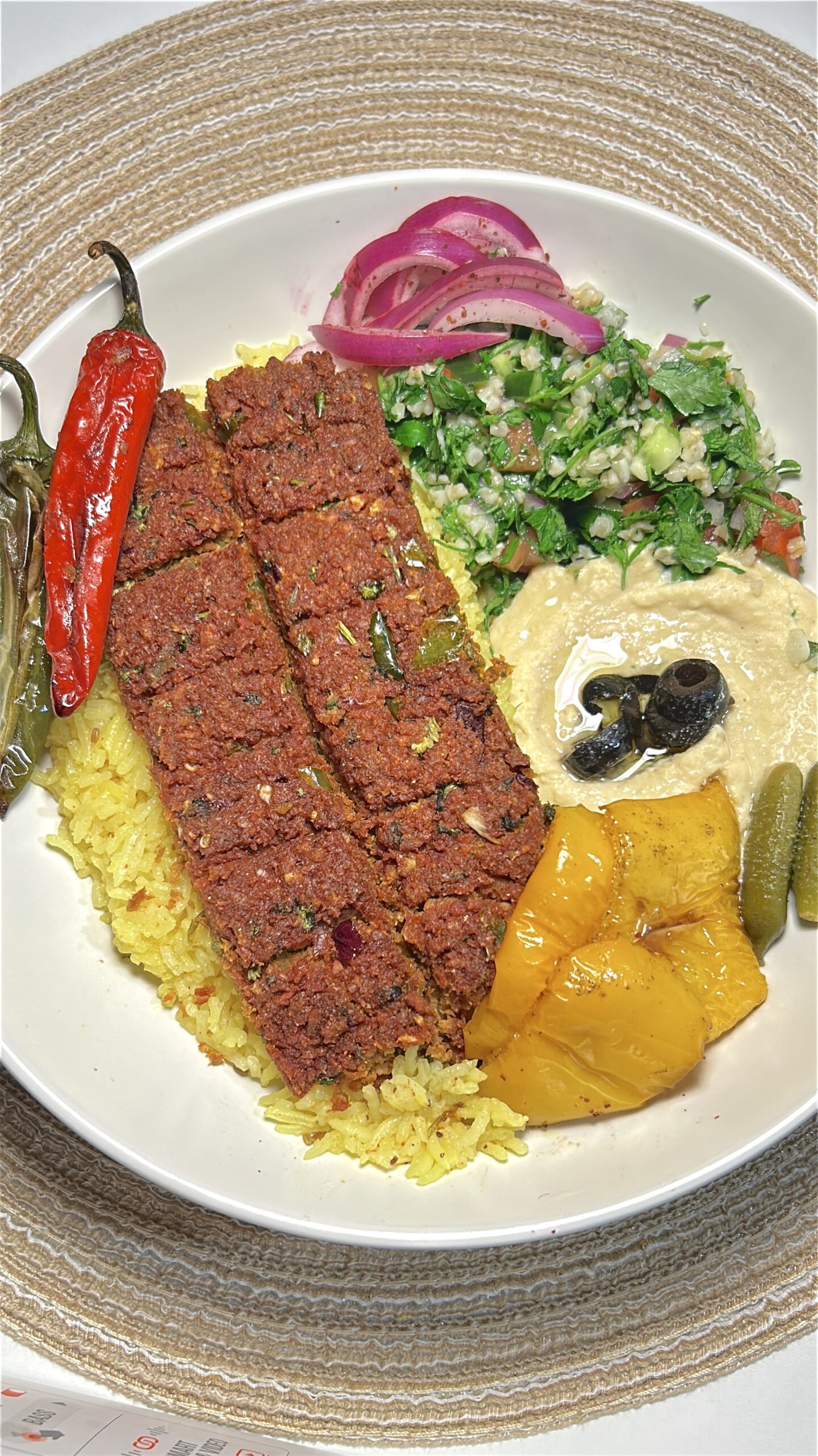 Kebab Bowl with Hummus and taboulleh